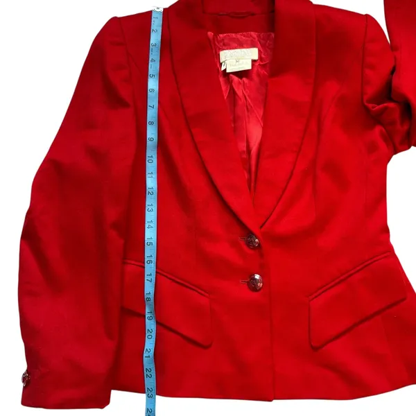 Escada‎ Margaretha Ley VINTAGE Cherry Red Cashmere Blazer Shawl Collar Womens 4 - Image 5