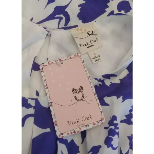 Floral Pleated Sleeveless Shift Dress White & Indigo Blue by Pink Owl ModCloth - Image 5