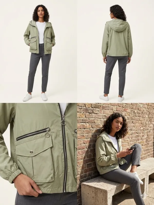 ZARA Olive Green Bomber Lightweight Jackets size M - Image 2