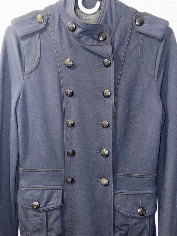 Sanctuary Navy Double-Breasted Military Utility Jacket - Image 6