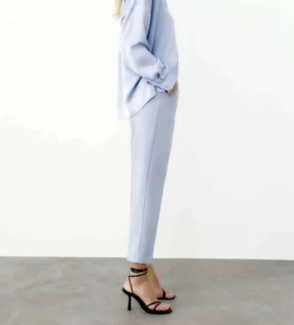 ZARA Light blue cropped pants - Image 3