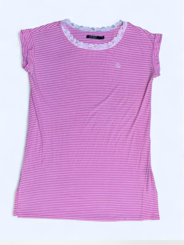 Lauren Ralph Lauren Pink Striped Nightgown Preppy Summer Classic Loungewear M - Image 5