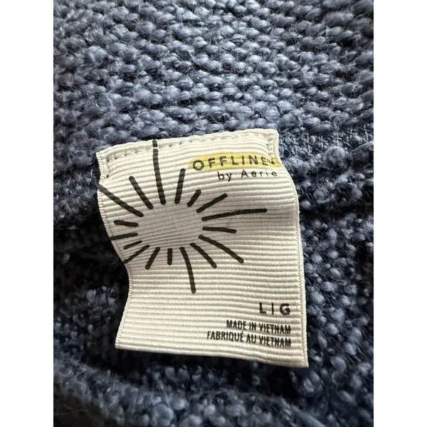 Offline by Aerie Snow Day Jogger Sweat‎ pants Textured Blue Drawstring Women L - Image 4