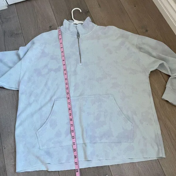 Aerie light blue tie dye quarter zip pullover sweater loungewear - Image 5