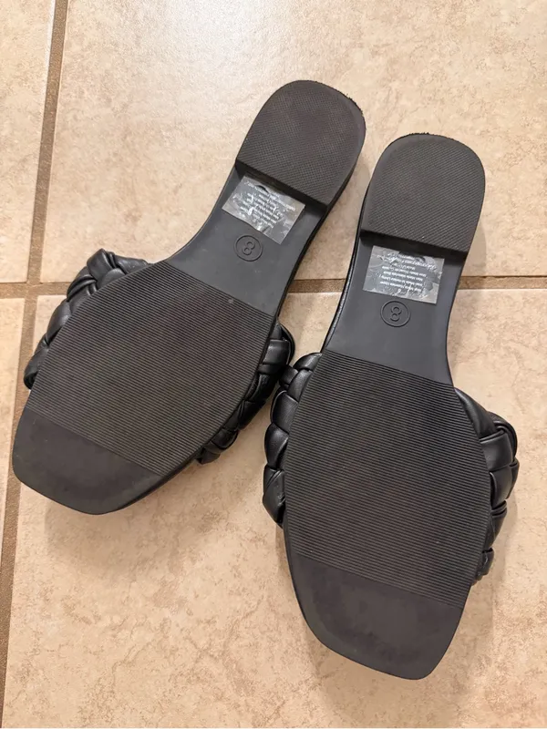 LIKE NEW A New Day Black Woven Slide Sandals - Image 2