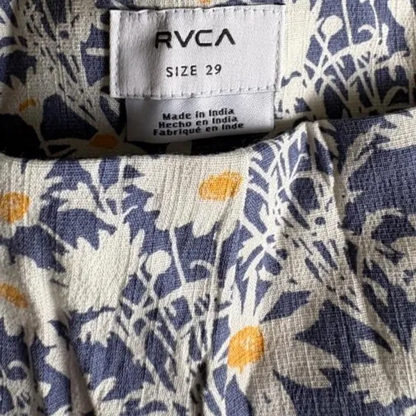 NWT RVCA blue and white floral wide leg pants Side Zipper Size 29 - Image 3