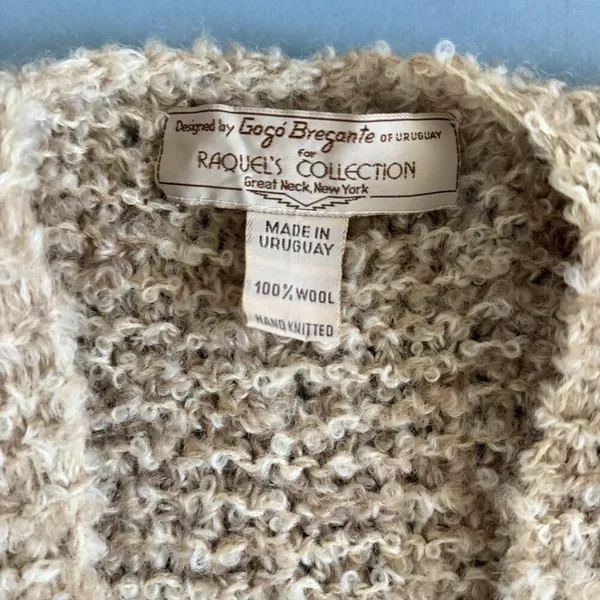 Vintage Gogo‎ Bregante Raquel's Collection Wool Open Front Cream Marl Cardigan - Image 4