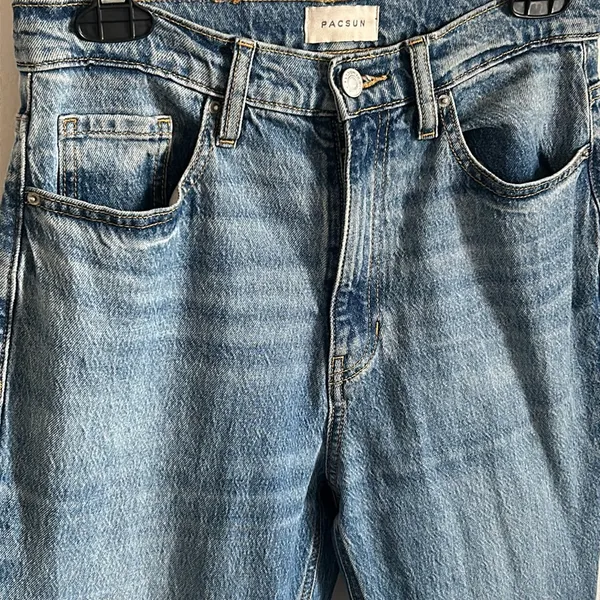 PacSun Popular Medium Blue Stretch High Waisted Flare Leg Denim Jean - Image 4