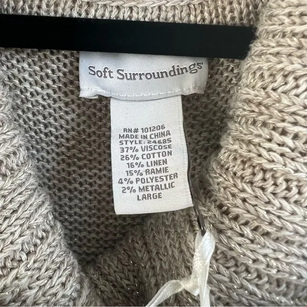 Soft Surroundings Metallic Linen Blend Cowl Neck Sleeveless Tunic Dress L NWT - Image 8