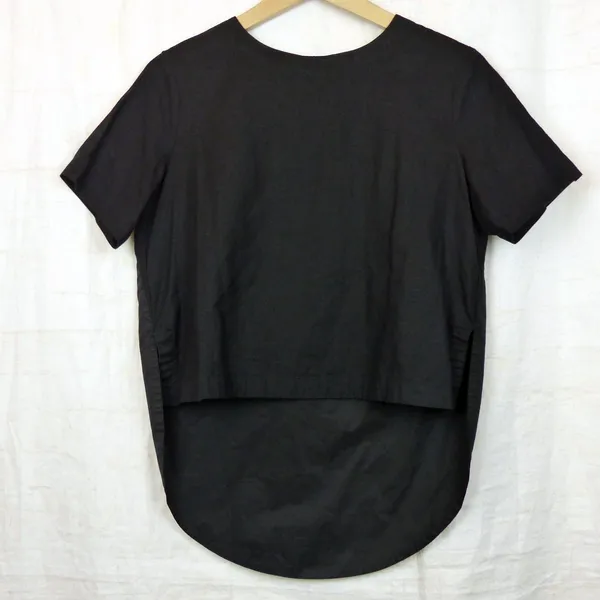 Alpha60 High Low Tunic Top Womens S Black Linen Cotton Lagenlook Minimalist Chic - Image 3