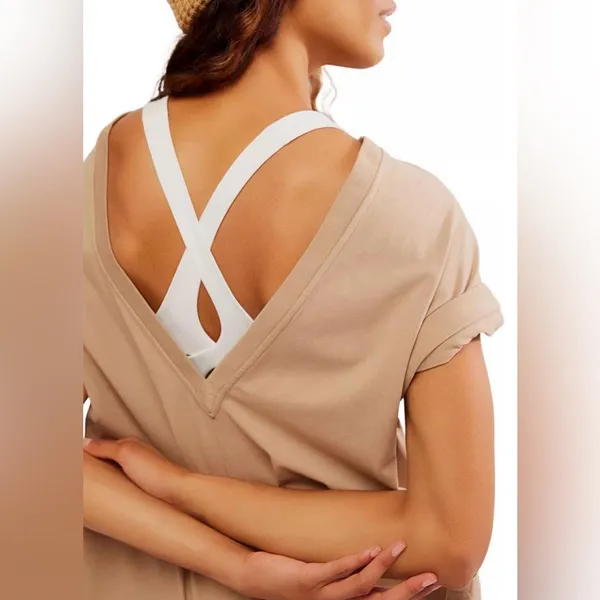 NWOT Free People Hot Shot Tee Romper Mocha Latte Brown Tan - Image 4