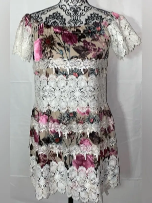 NWOT!! For Love & Lemons Cadence Off The Shoulder Boho Mini Dress Size Medium - Image 2
