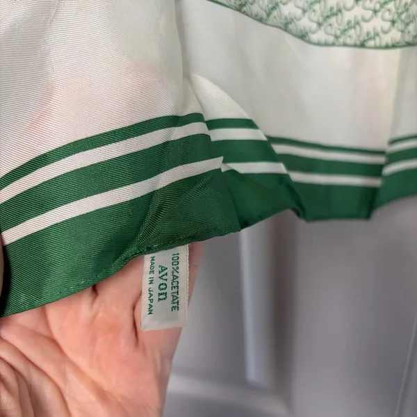 Avon Sportif Scarf Womens Green Logo Print Vintage Japan Size OS MCM Preppy - Image 2