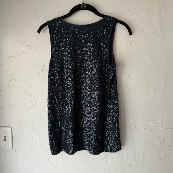 J. Crew Women's Size Small Navy Blue Sequin Sparkle Party‎ Tank Top - Image 6