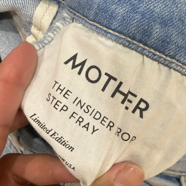 MOTHER Light Blue Flare Jeans The Insider Crop Strep Fray - Image 4