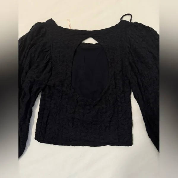Free People Black Lace Blouse - Image 3