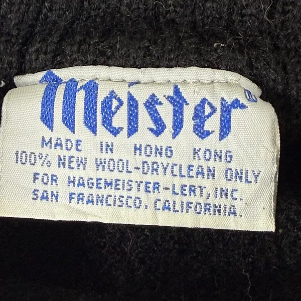 Meister Vintage 80s 100% Wool Black Abstract Embroidered Crew Neck Sweater Small - Image 2