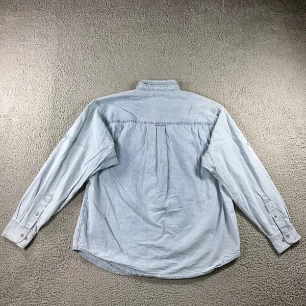 Faded Glory Vintage Denim Shirt Women XL Light Wash Button Up Workwear Chore Western Utility - Image 3