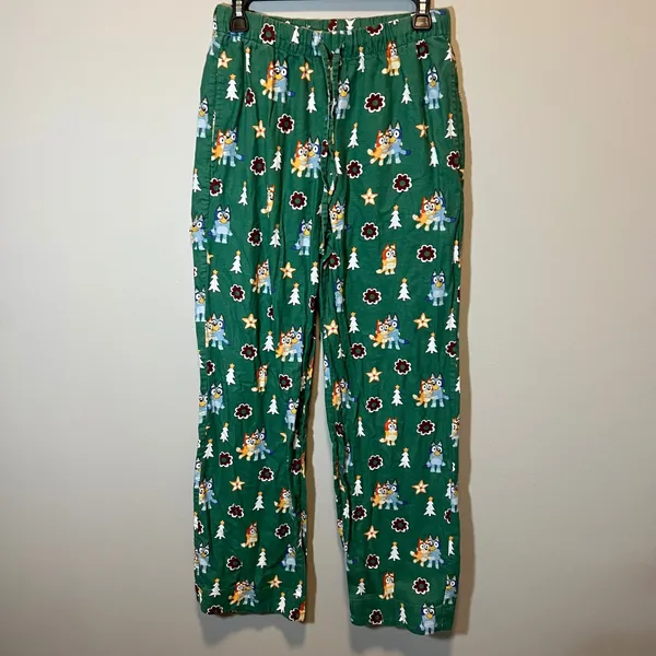 Hanna Andersson Bluey Christmas Flannel Pajama Set Green Women's Small 2 Piece - Image 2