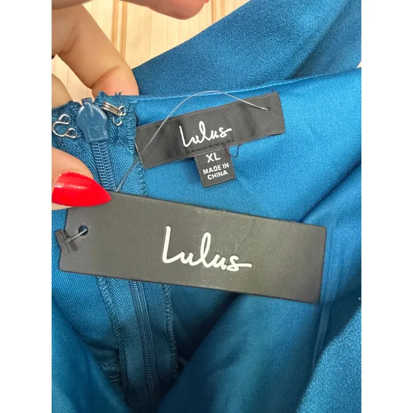 NWT Lulus Hold Your Attention Teal Blue One-Shoulder Sleeveless Midi Dress Sz XL - Image 7