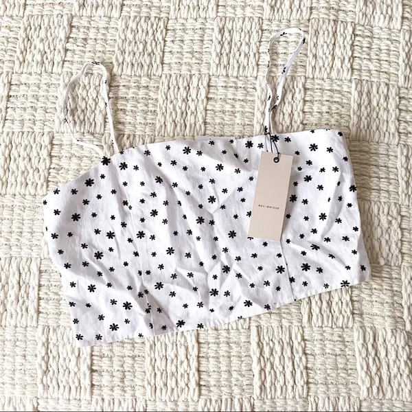 Bec + Bridge Petite‎ Fleur Linen Crop Top Ivory Black US 8 NWT - Image 2