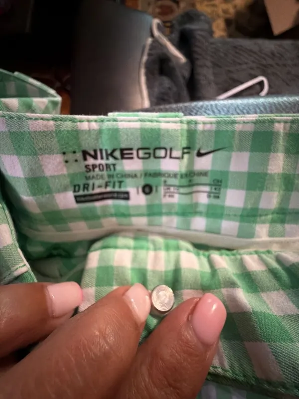 Nike Golf Sport Dri-Fit Women's Green Gingham Check Athletic Shorts - Image 3