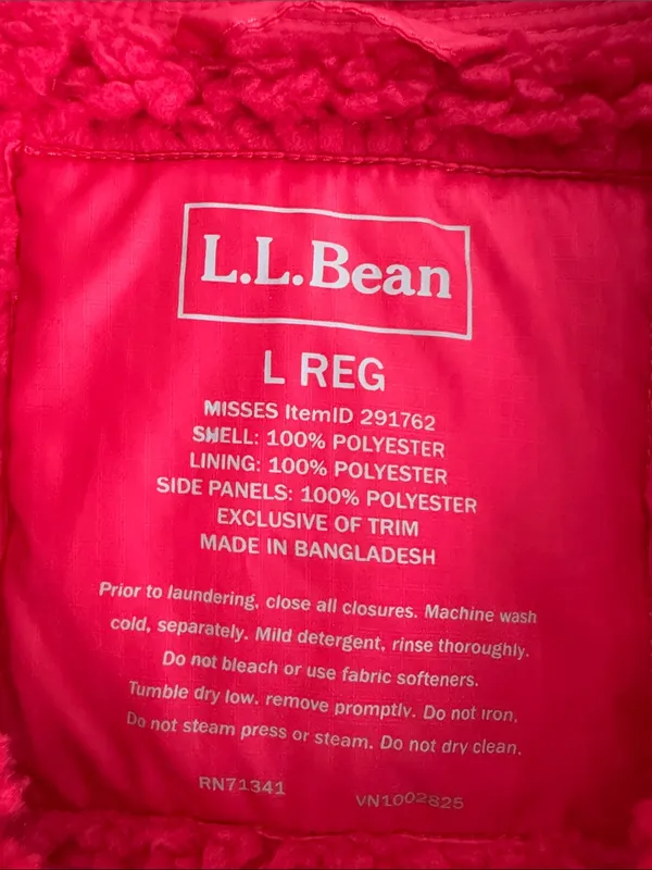 L.L. Bean Quilted Sherpa-Trim Vest in Pink Woman’s size Large - Image 2