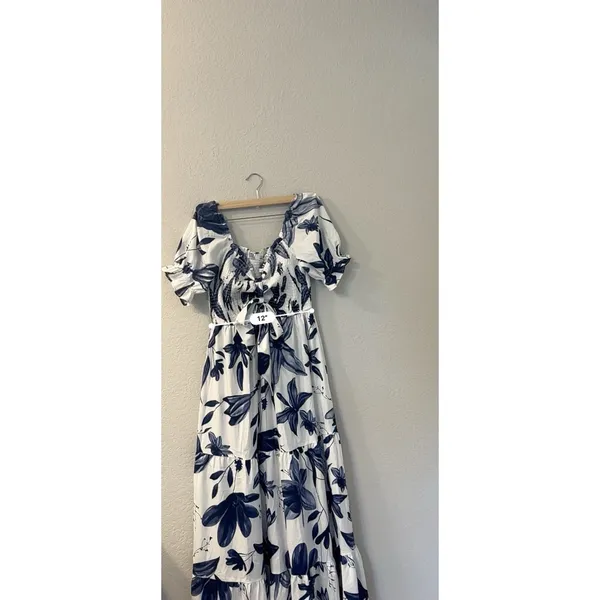 NWT Baltic Born Hilaria Maxi Dress Size‎ M White And blue - Image 5