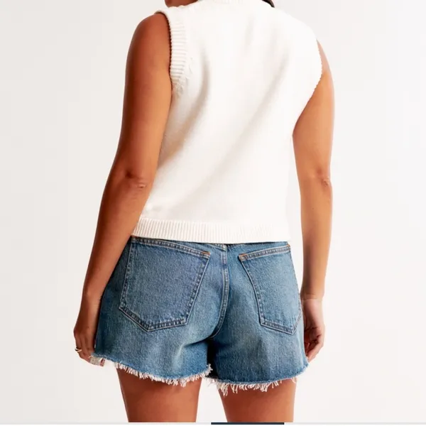 Abercrombie High Rise Distressed Jean Shorts - Image 7