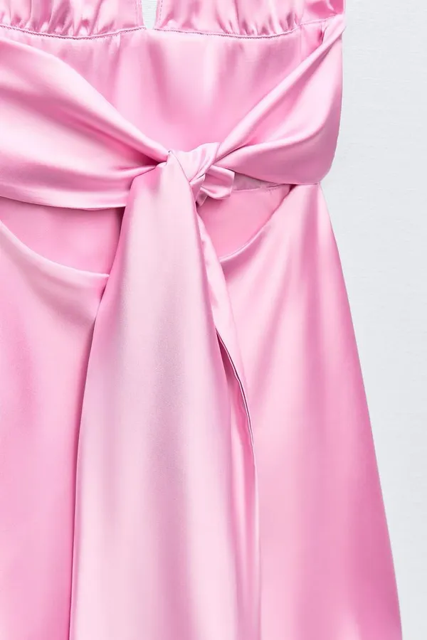 ZARA dress mini halter pink satin Bow 🍬 🎀 wedding party coctail bridal shower - Image 14
