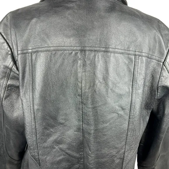 Genuine Black Leather Jacket Plus 16-18W Full Zip Lined‎ Minimalist Patina Retro - Image 12