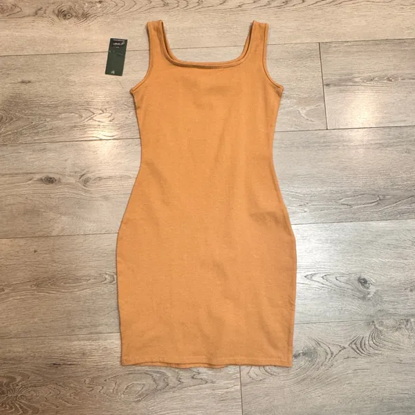 Wild Fable Womens Tank Dress XSmall XS Orange‎ Ribbed Bodycon Square Neck - Image 2