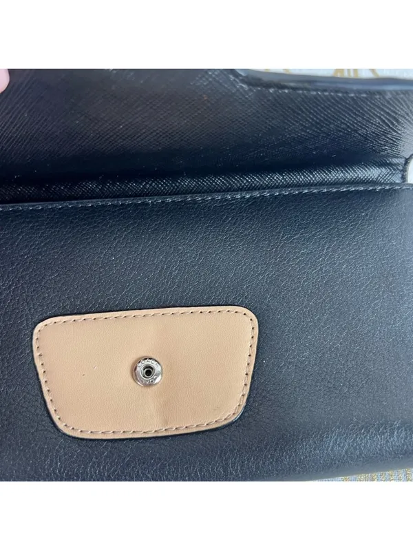 Coach Black Leather Wallet with White Trim and Buckle - Image 8