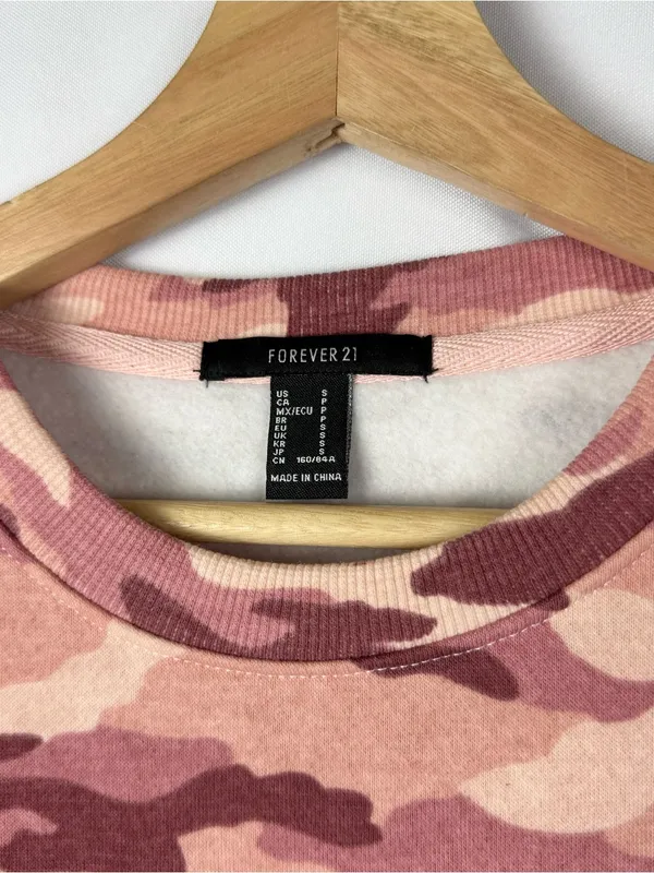 Forever 21 Pink Camo Crewneck‎ Pullover Sweatshirt S - Image 4