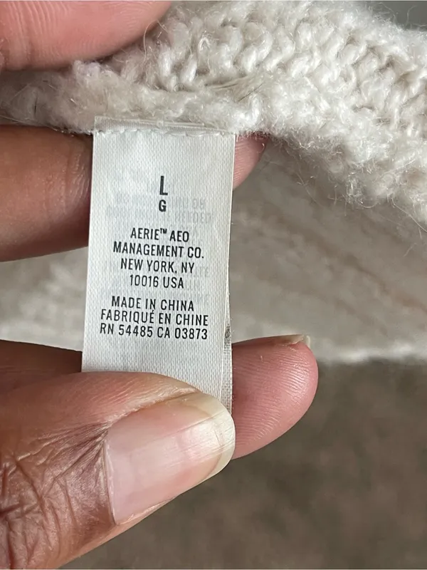 AERIE | Cream Cozy Oversized Crew Knit Sweater Sz L - Image 8