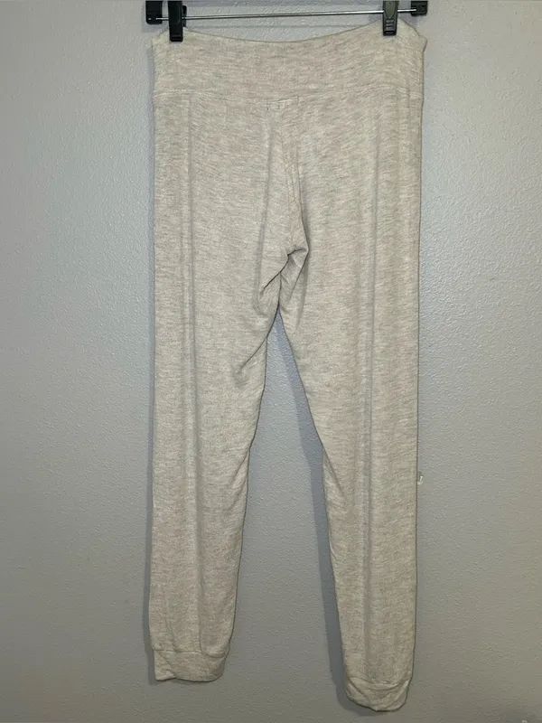 Beyond Yoga Lounge Around Cream Knit Midi Jogger Pants Drawstring Women’s Small - Image 5