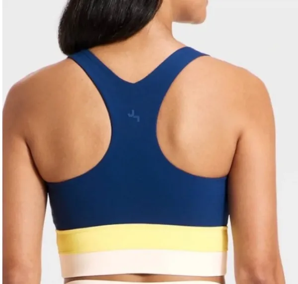 JoyLab Striped Navy and Yellow Workout Bra - Image 2