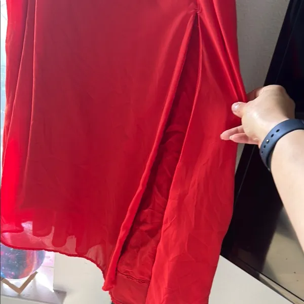 Abercrombie and Fitch Red Tie-Strap Corset Midi Dress - Image 2