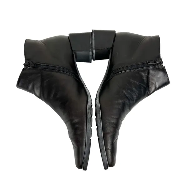 Vintage Ecco Black‎ Leather Square Toe Ankle Boots Booties Size 7 - Image 6
