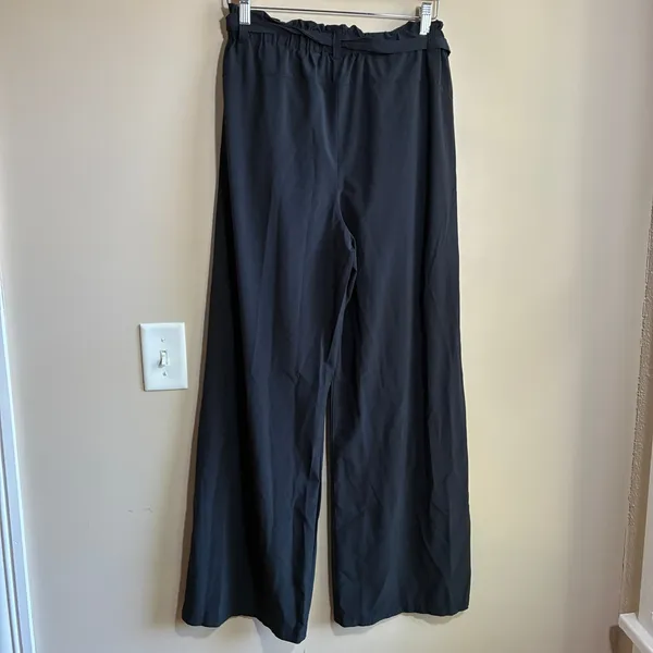 All in Motion Wide Leg Paperbag Waist Pants Small Black Womens Stretch Tie Belt - Image 6