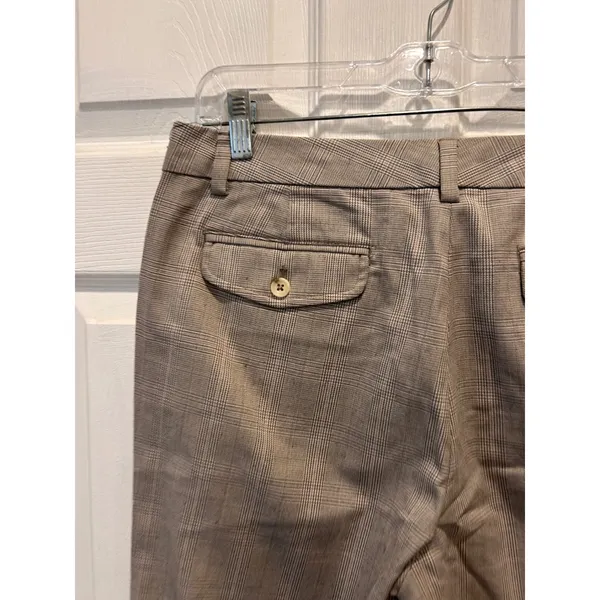 Y2k Gap Favorite Wide Leg Mid Rise Trouser Pants Womens 12 Brown‎ Plaid Cuffed - Image 7
