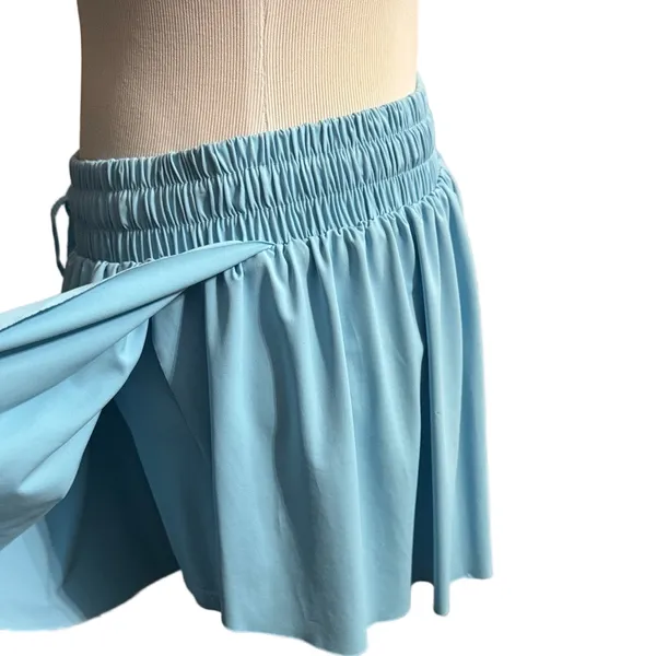 Sky Blue Elastic Waist Shorts Size XL - Image 5