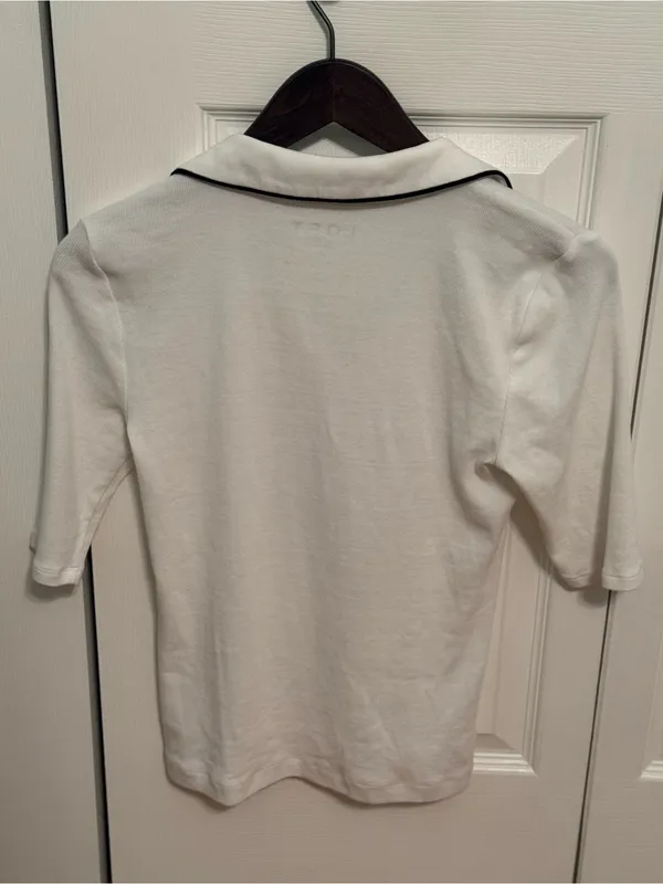 Loft White Short Sleeve Polo with Black Trim - Image 3