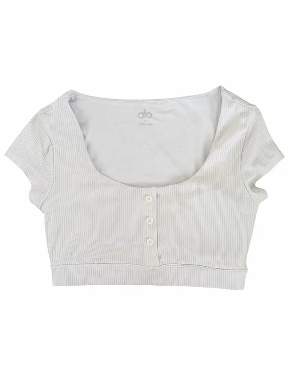 Alo Yoga Blissful Henley Ribbed Bra Top Size Small - Image 2