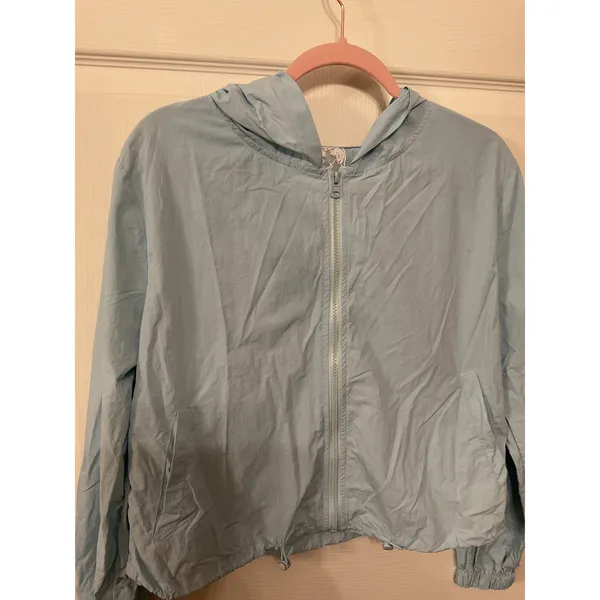 Sadie & Sage Baby Blue Sport Spice Nylon Hooded Windbreaker Jacket, M - Image 3