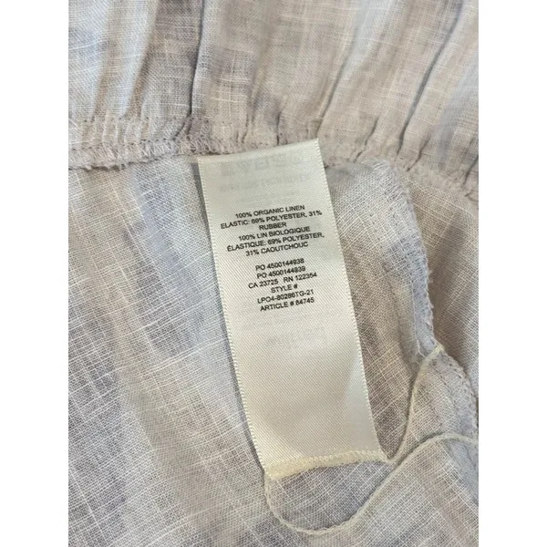Aritzia Babaton Dress Gray Mini Floral Organic Linen Smocked Babydoll Boho Small - Image 9