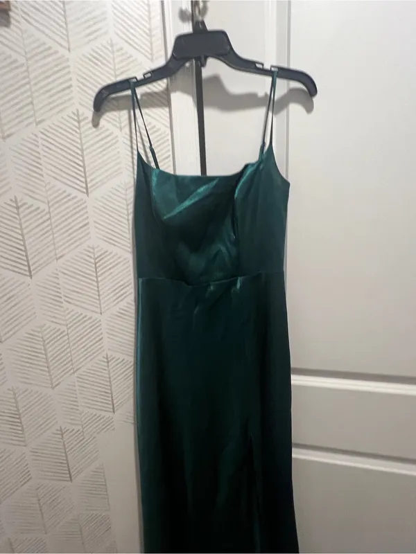 Birdy grey Satin Emerald Green Cowl Neck Evening Dress - Image 9