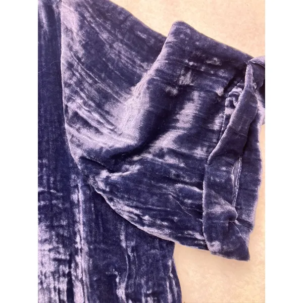 Floreat Velvet Shift Dress Women M Blue Short Sleeve Pockets Mini Whimsigoth‎ - Image 4