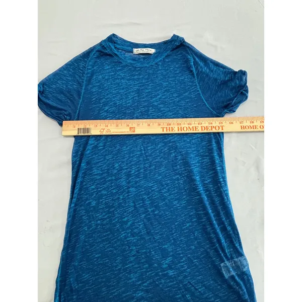 We The Free Free People Womens Blue Slub Knit Short Sleeve Crew Neck Tee Medium - Image 6