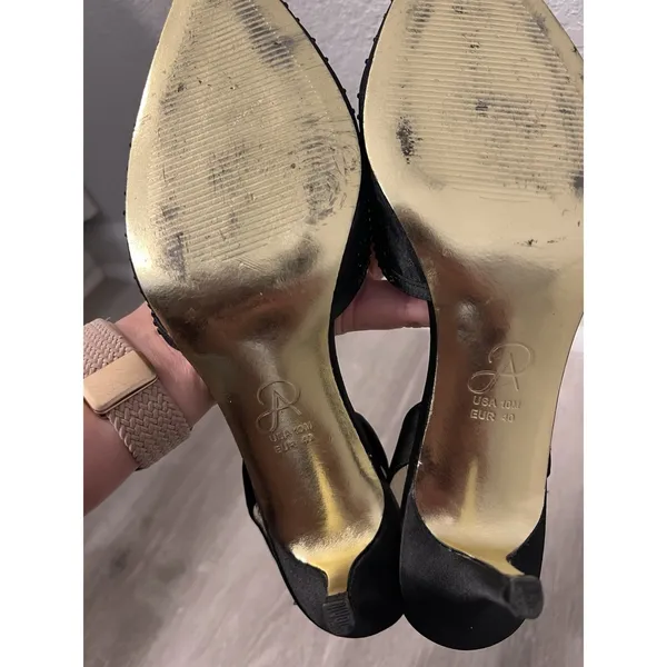 $129 Adrianna Papell Women's Black Hanah Mesh Slingback Sandal Shoe‎ Size US 10M - Image 6